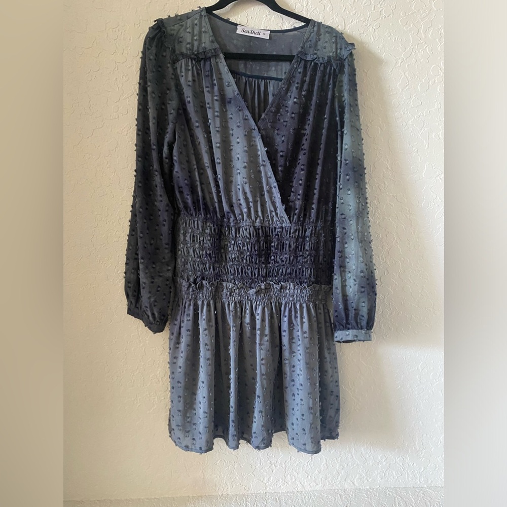 Long sleeve drop waist dress